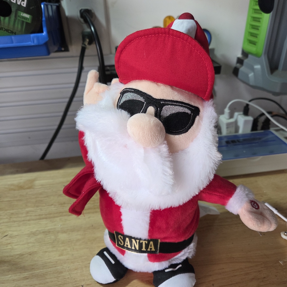 Gemmy Red and White Sunglasses Santa Plush Holiday Decor